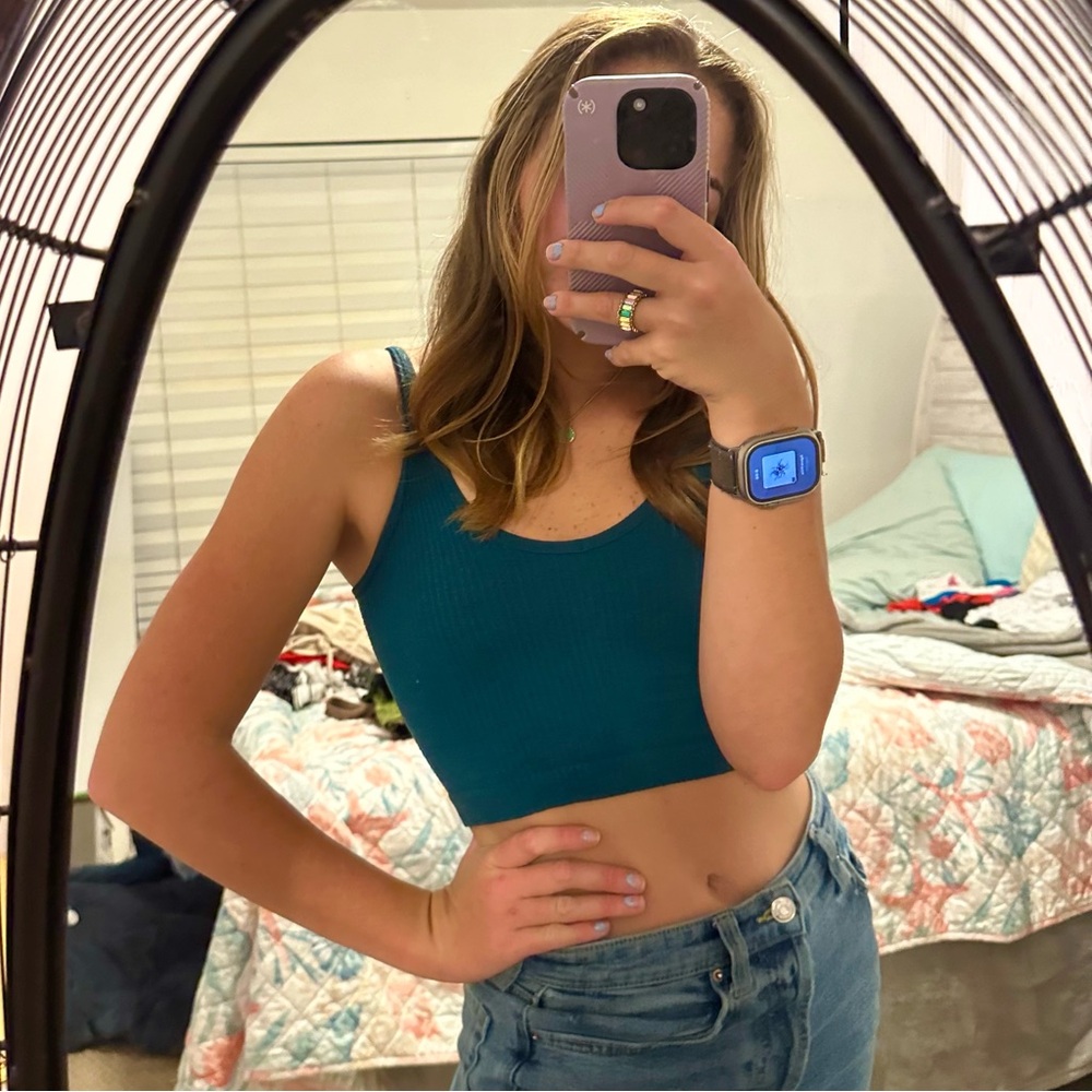 Urban Outfitters Small Blue/Teal Cropped Tank Top